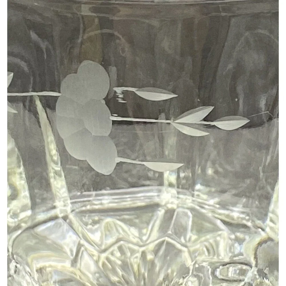 VTG Princess House Crystal Ice Bucket Etched Floral Heavy 2.13lb Barware 70s 80s